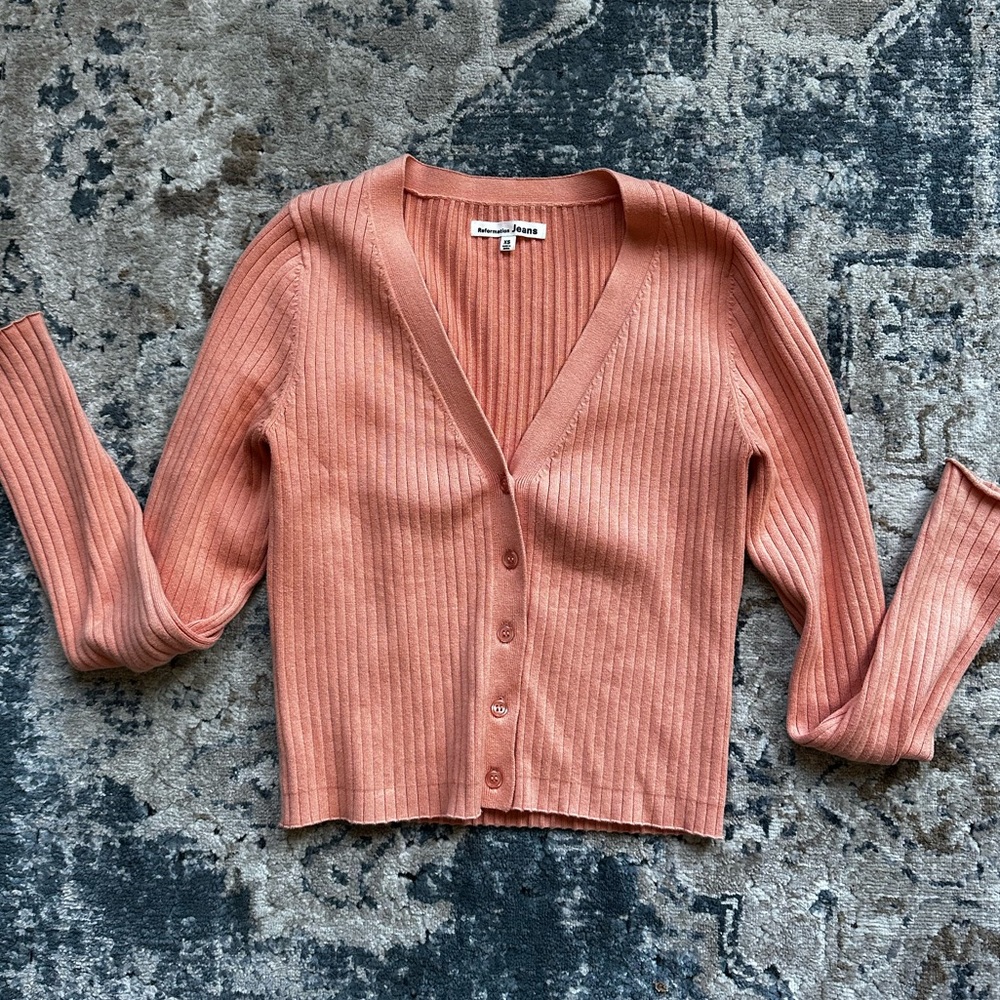 Reformation Cardigan Top in Peach